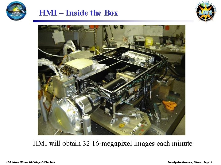 HMI – Inside the Box HMI will obtain 32 16 -megapixel images each minute