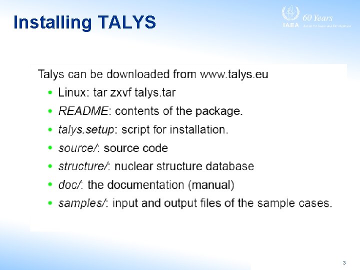 Installing TALYS 3 