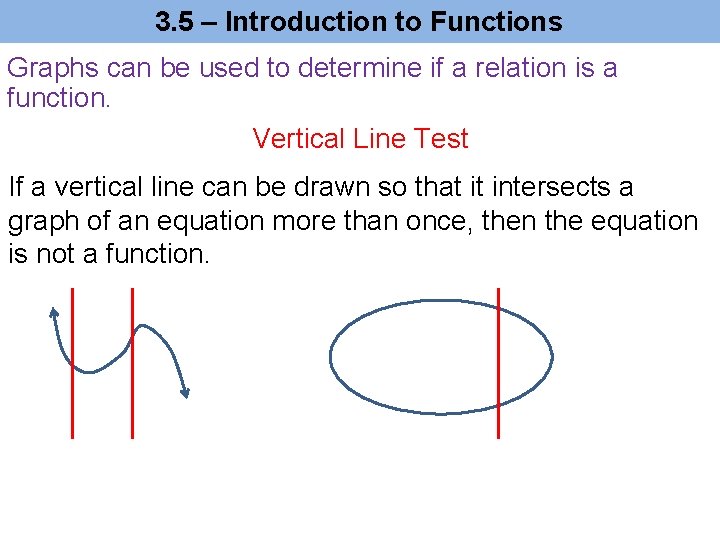 3. 5 – Introduction to Functions Graphs can be used to determine if a 3. 5 – Introduction to Functions Graphs can be used to determine if a