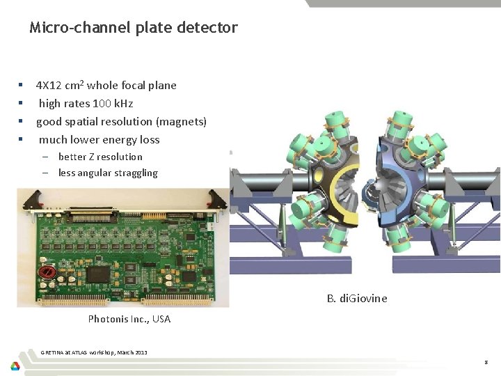 Micro-channel plate detector § § 4 X 12 cm 2 whole focal plane high