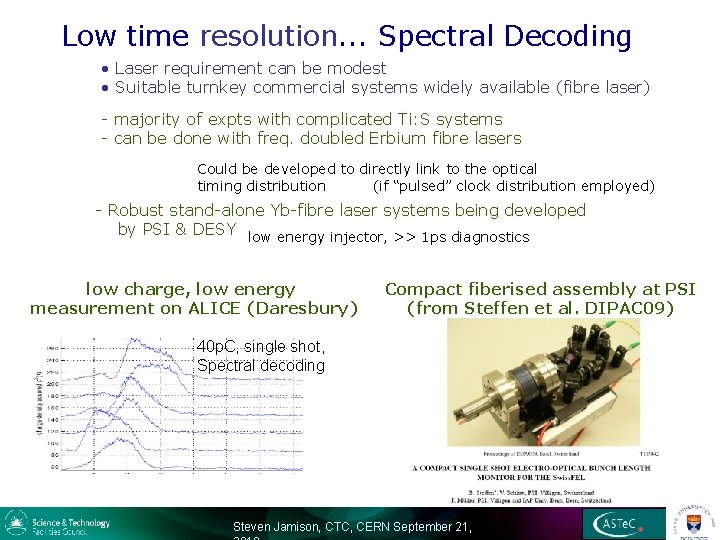 Low time resolution. . . Spectral Decoding • Laser requirement can be modest •