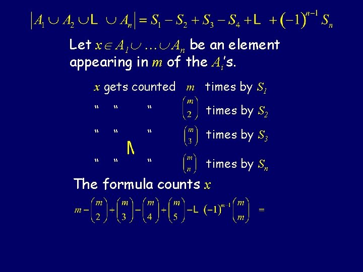 Let x A 1 An be an element appearing in m of the Ai’s.