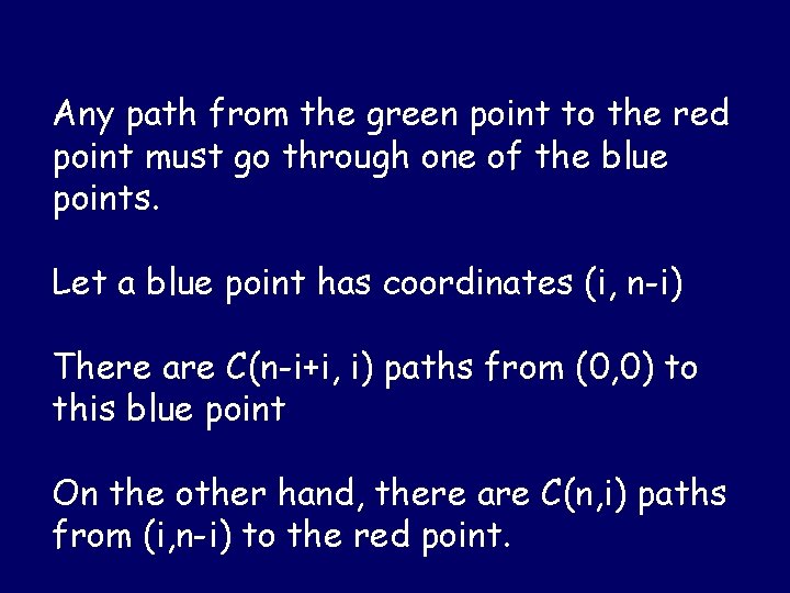 Any path from the green point to the red point must go through one