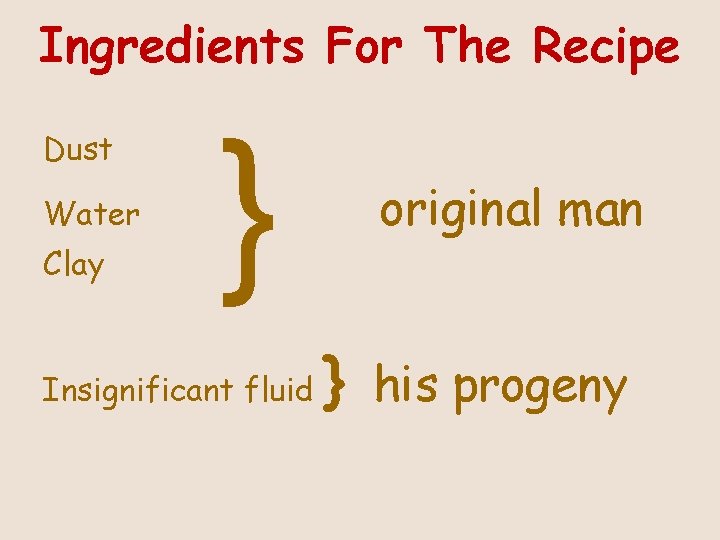 Ingredients For The Recipe Dust Water Clay } Insignificant fluid original man } his