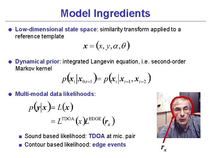 Model Ingredients = Low-dimensional state space: similarity transform applied to a reference template =