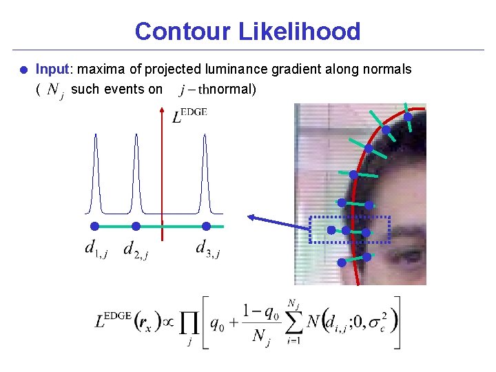Contour Likelihood = Input: maxima of projected luminance gradient along normals ( such events