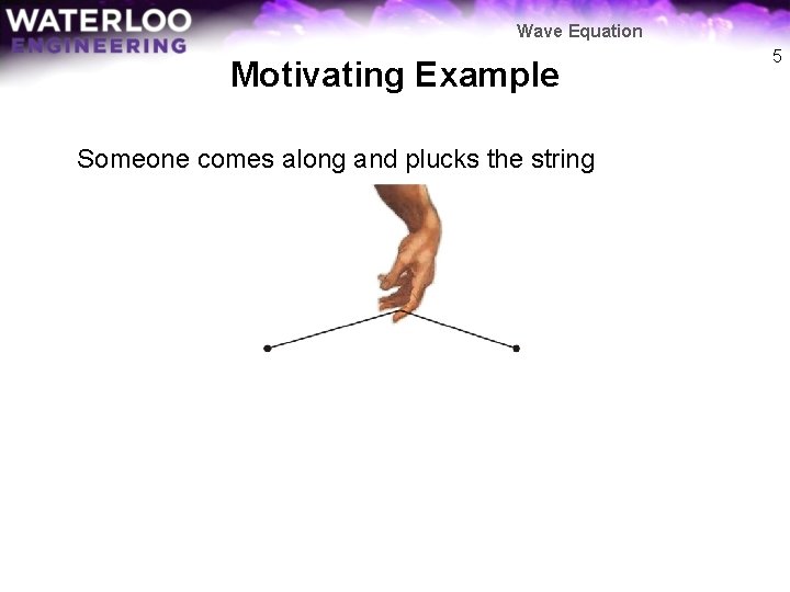 Wave Equation Motivating Example Someone comes along and plucks the string 5 