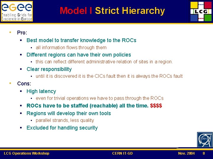 Model I Strict Hierarchy • Pro: § Best model to transfer knowledge to the