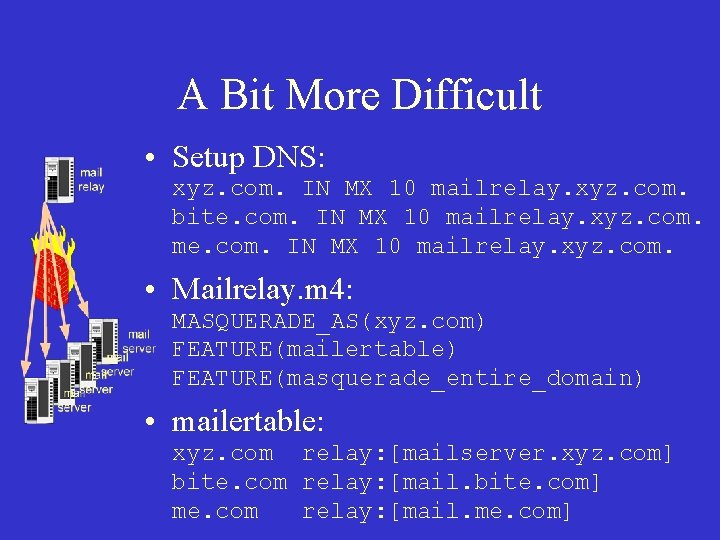 A Bit More Difficult • Setup DNS: xyz. com. IN MX 10 mailrelay. xyz. A Bit More Difficult • Setup DNS: xyz. com. IN MX 10 mailrelay. xyz.