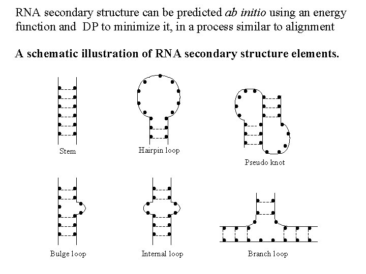 RNA secondary structure can be predicted ab initio using an energy function and DP