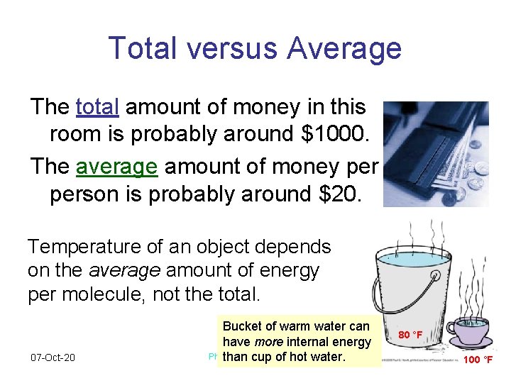 Total versus Average The total amount of money in this room is probably around