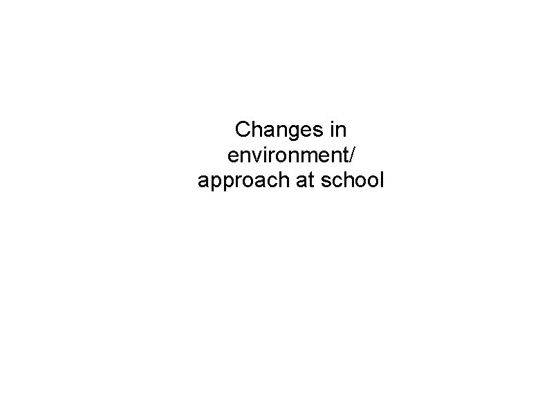 Changes in environment/ approach at school 