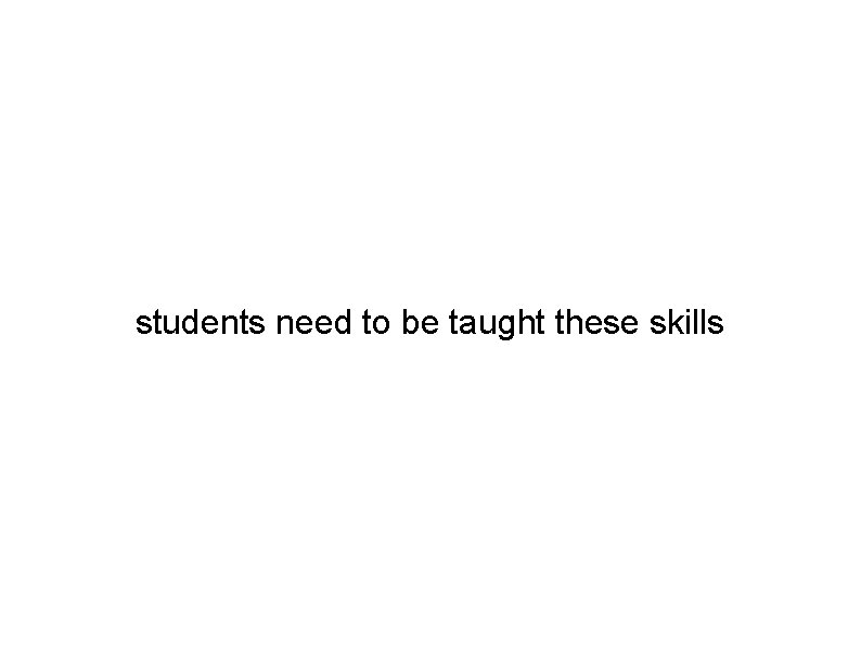 students need to be taught these skills 