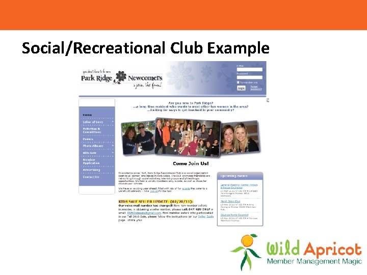 Social/Recreational Club Example 