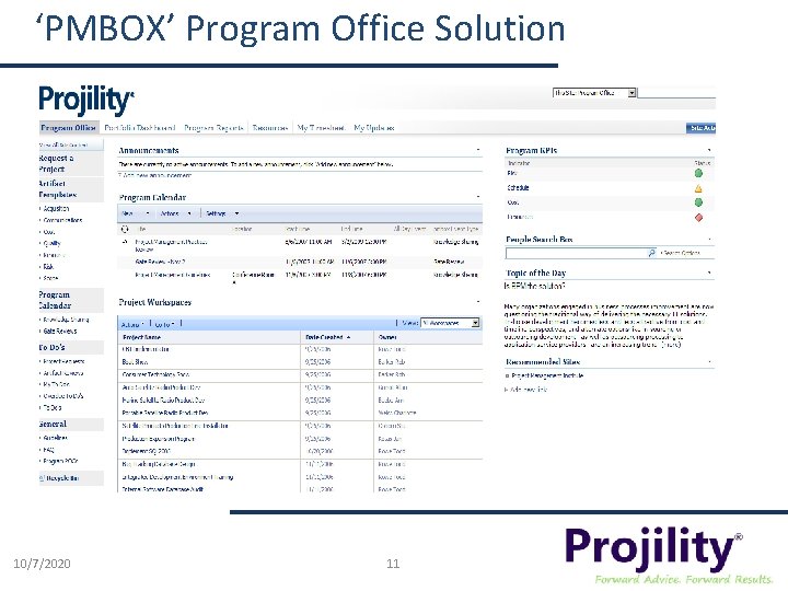 ‘PMBOX’ Program Office Solution 10/7/2020 11 