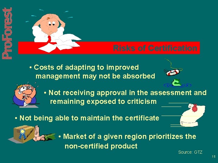 Risks of Certification • Costs of adapting to improved management may not be absorbed