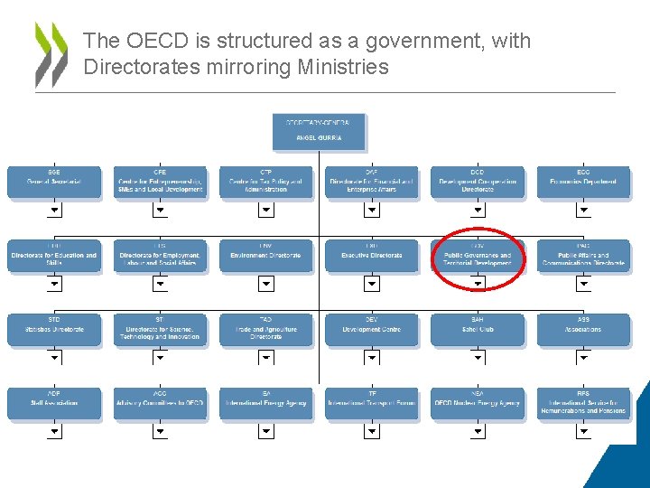 The OECD is structured as a government, with Directorates mirroring Ministries 