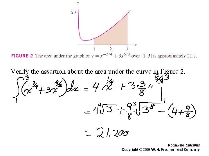 Verify the assertion about the area under the curve in Figure 2. Rogawski Calculus Verify the assertion about the area under the curve in Figure 2. Rogawski Calculus