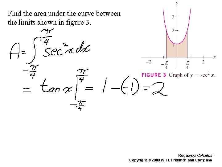Find the area under the curve between the limits shown in figure 3. Rogawski Find the area under the curve between the limits shown in figure 3. Rogawski