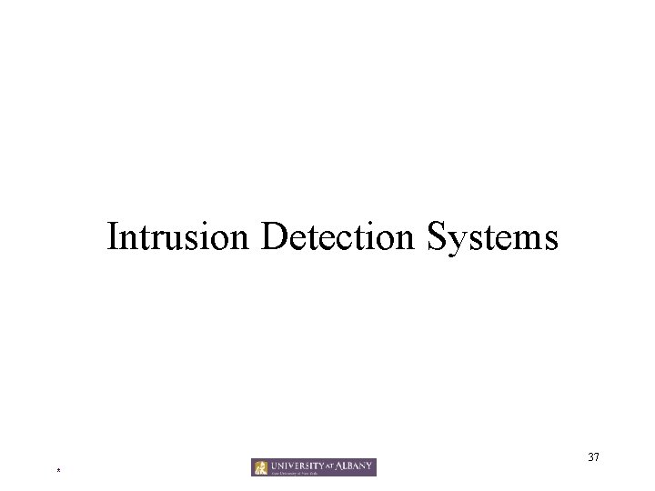 Intrusion Detection Systems 37 * 