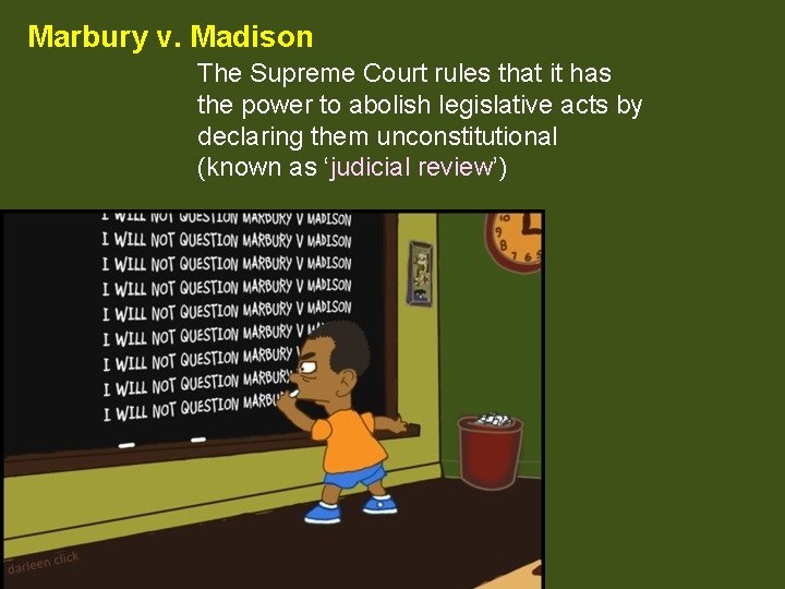 Marbury v. Madison The Supreme Court rules that it has the power to abolish