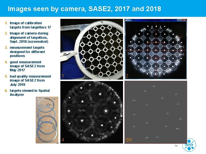 Images seen by camera, SASE 2, 2017 and 2018 1. Image of calibration targets