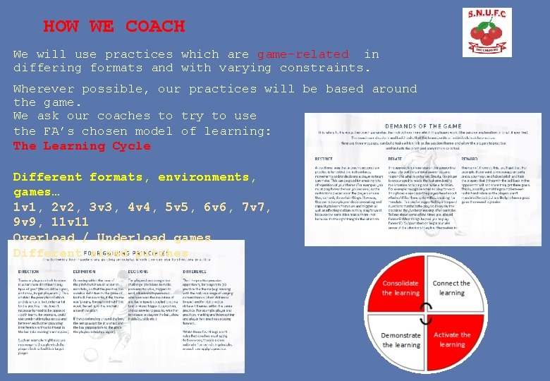 HOW WE COACH We will use practices which are game-related in differing formats and