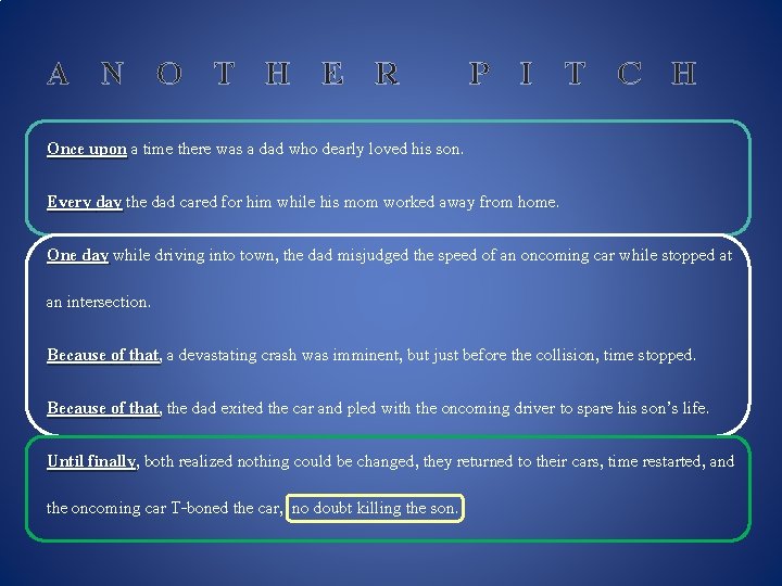 A N O T H E R P I T C H Once upon A N O T H E R P I T C H Once upon