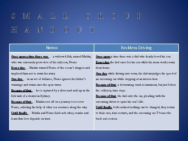 S M A L L G R O U P H A N D S M A L L G R O U P H A N D