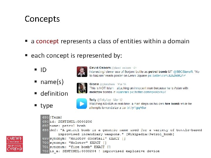 Concepts § a concept represents a class of entities within a domain § each