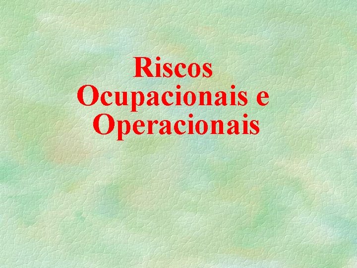 Riscos Ocupacionais e Operacionais 