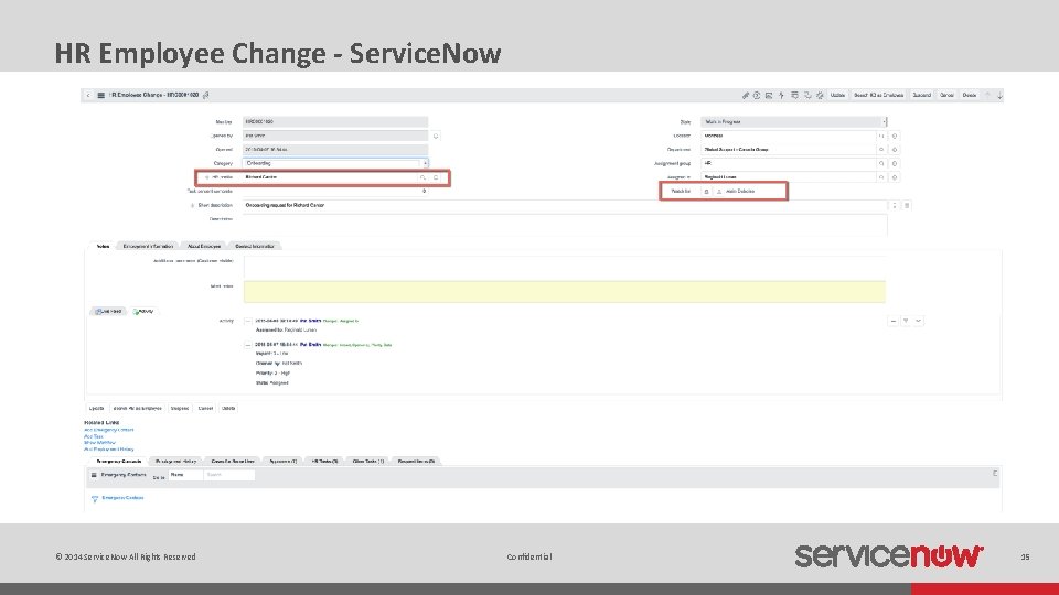 HR Employee Change - Service. Now © 2014 Service. Now All Rights Reserved Confidential