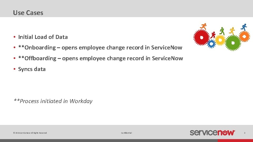 Use Cases • Initial Load of Data • **Onboarding – opens employee change record