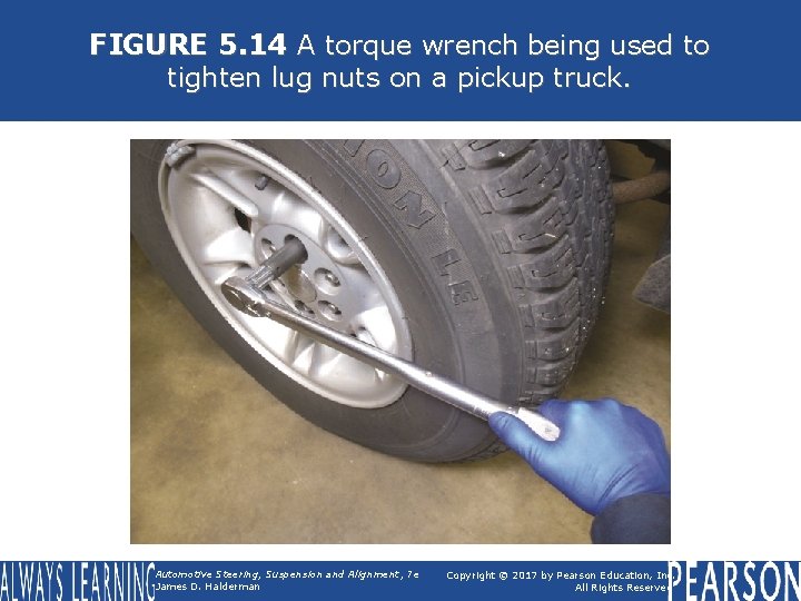 FIGURE 5. 14 A torque wrench being used to tighten lug nuts on a