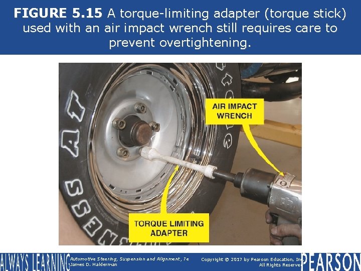 FIGURE 5. 15 A torque-limiting adapter (torque stick) used with an air impact wrench FIGURE 5. 15 A torque-limiting adapter (torque stick) used with an air impact wrench