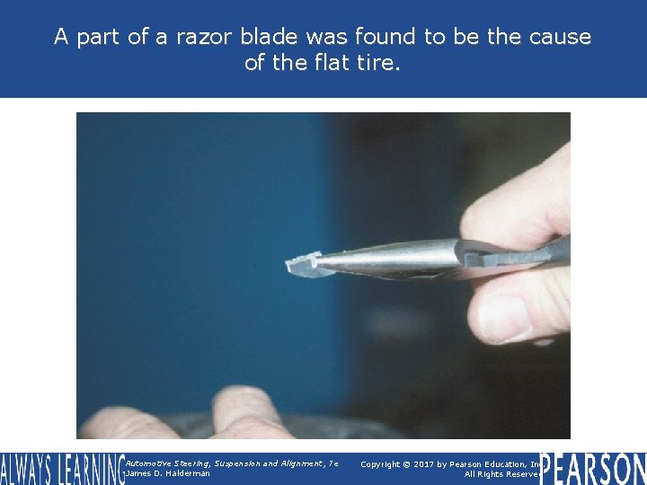 A part of a razor blade was found to be the cause of the