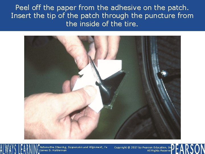 Peel off the paper from the adhesive on the patch. Insert the tip of