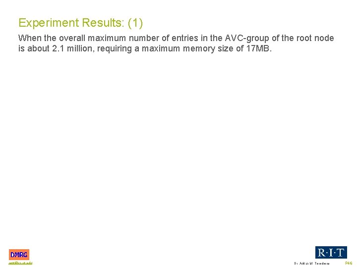 Experiment Results: (1) When the overall maximum number of entries in the AVC group