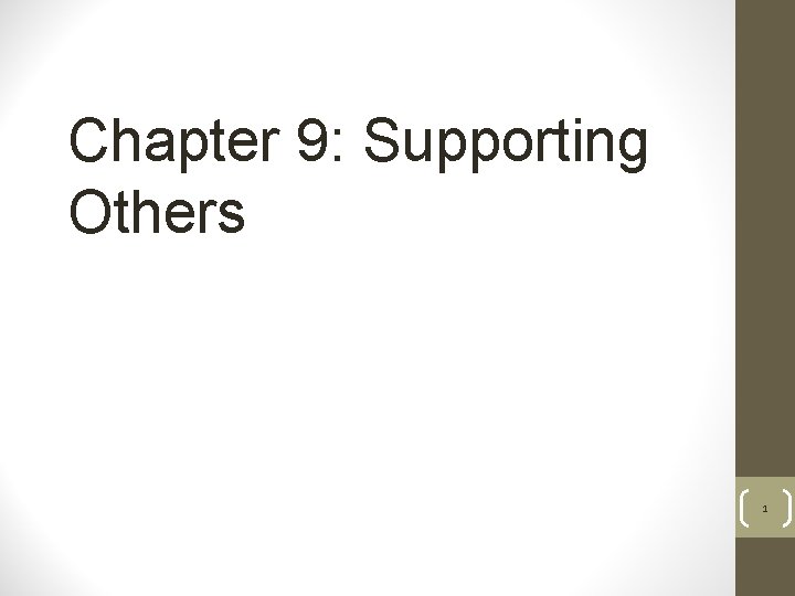 Chapter 9: Supporting Others 1 