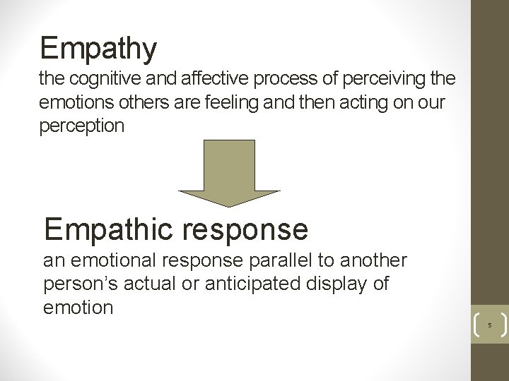 Empathy the cognitive and affective process of perceiving the emotions others are feeling and