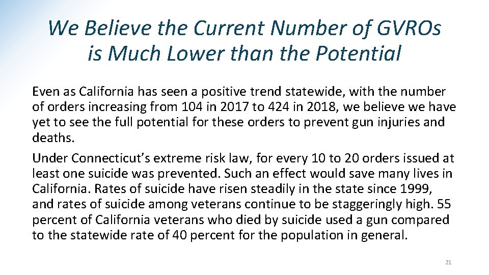 We Believe the Current Number of GVROs is Much Lower than the Potential Even