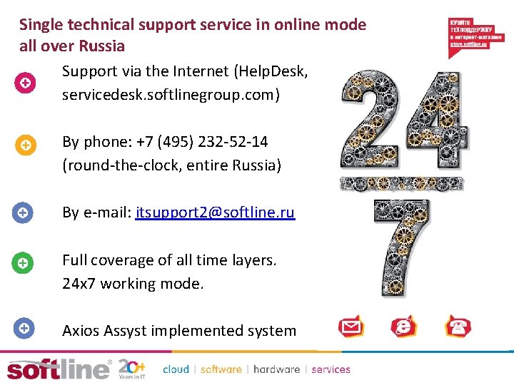 Single technical support service in online mode all over Russia Support via the Internet