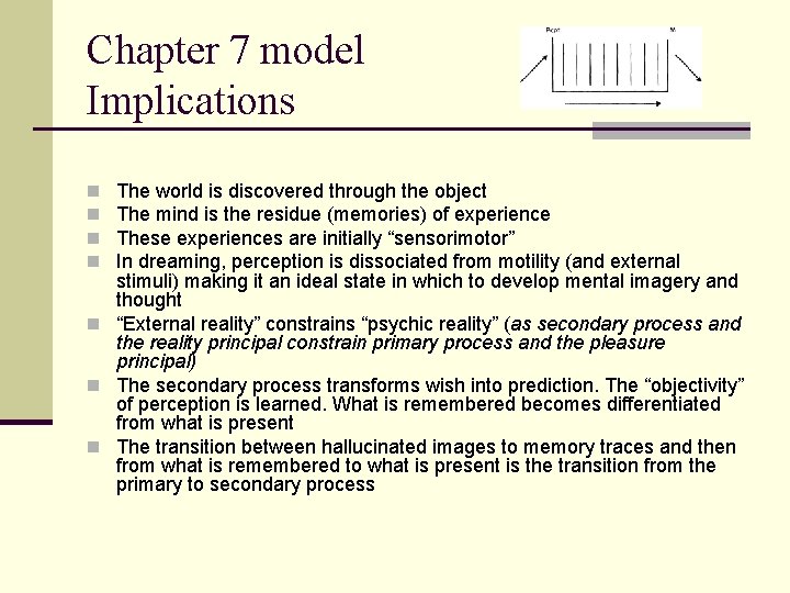 Chapter 7 model Implications The world is discovered through the object The mind is