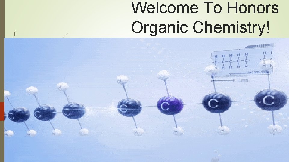 Welcome To Honors Organic Chemistry! 