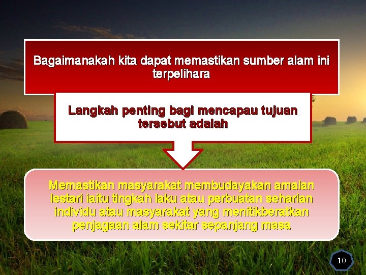 Bagaimanakah kita dapat memastikan sumber alam ini terpelihara Langkah penting bagi mencapau tujuan tersebut