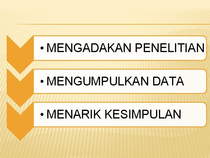  • MENGADAKAN PENELITIAN • MENGUMPULKAN DATA • MENARIK KESIMPULAN 