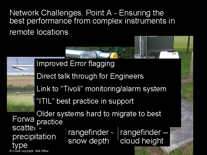 Network Challenges. Point A - Ensuring the best performance from complex instruments in remote Network Challenges. Point A - Ensuring the best performance from complex instruments in remote