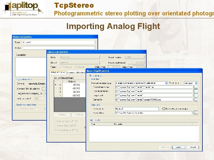 Tcp. Stereo Photogrammetric stereo plotting over orientated photogr Importing Analog Flight 