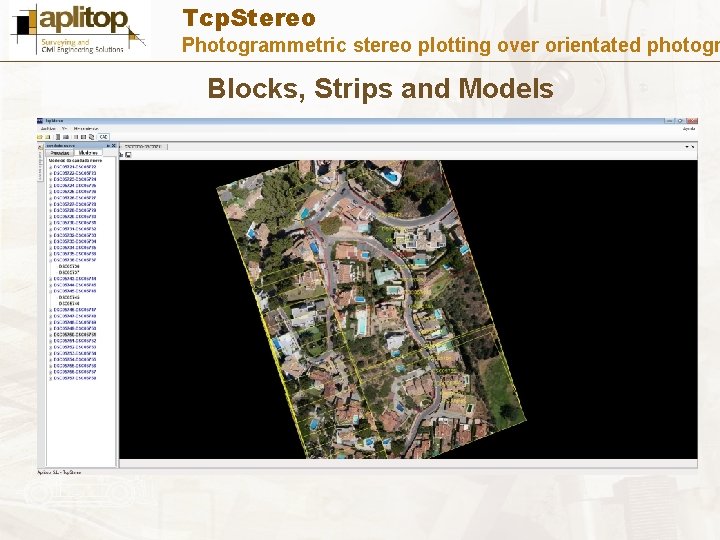 Tcp. Stereo Photogrammetric stereo plotting over orientated photogr Blocks, Strips and Models 