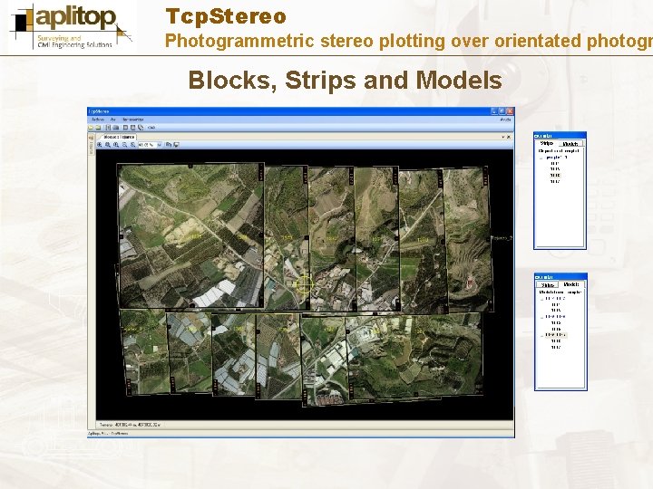Tcp. Stereo Photogrammetric stereo plotting over orientated photogr Blocks, Strips and Models 